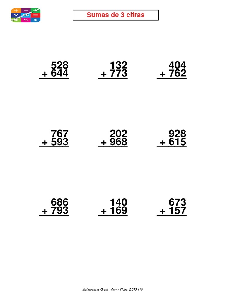 Sumas de 3 cifras para estudiantes | PDF