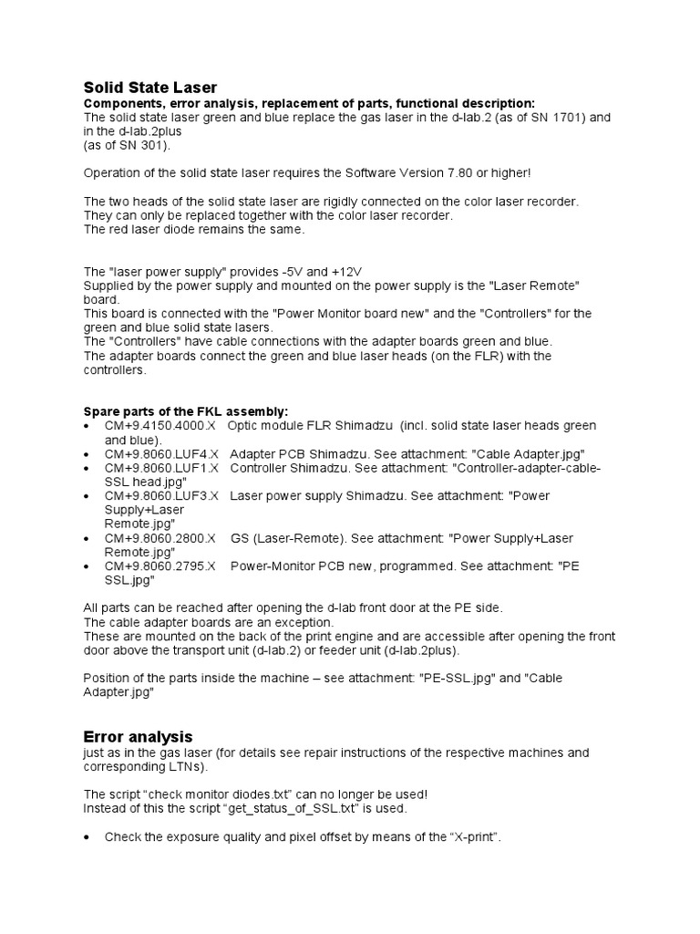 Solid State Laser Error Agfa | PDF | Power Supply | Light Emitting Diode