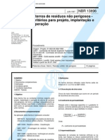 NBR 13896 - Aterros de Residuos Nao Perigosos - Criterios Para Projeto Implantacao e Operacao - Procedimento