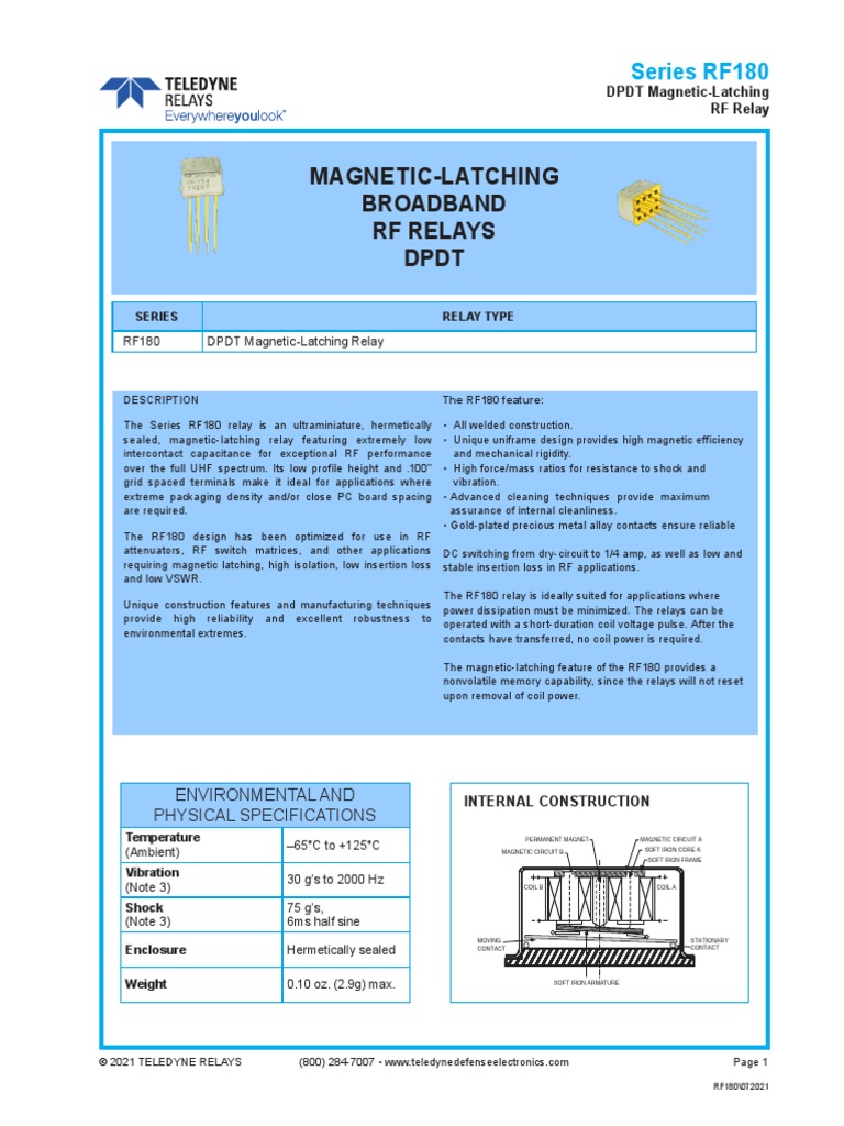 RF180 Datasheet | Download Free PDF | Relay | Inductor