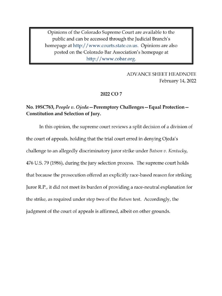 People v. Ojeda Colorado Supreme Court 2022 Opinion Download Free