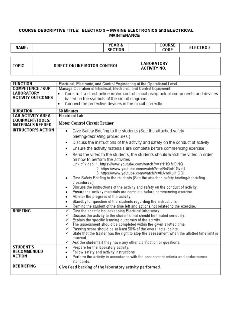 Electro 3 Motor Control Student | PDF | Relay | Electrical Equipment