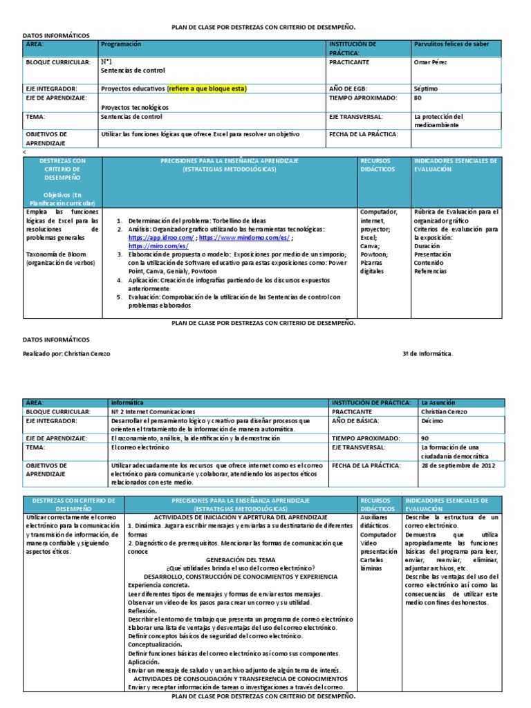 Plan de Clase 2021pcomp | PDF | Informática | Aprendizaje