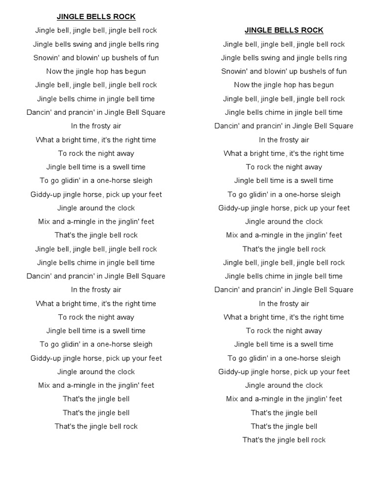 Bobby Helms - Jingle Bell Rock Songtekst - Songteksten - NL - Your Lyrics  Source PDF