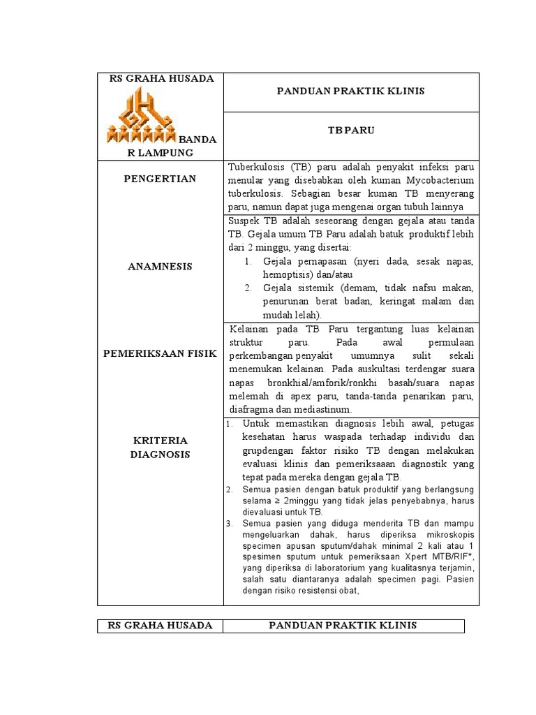 Panduan Diagnosa dan Pengobatan TB Paru | PDF