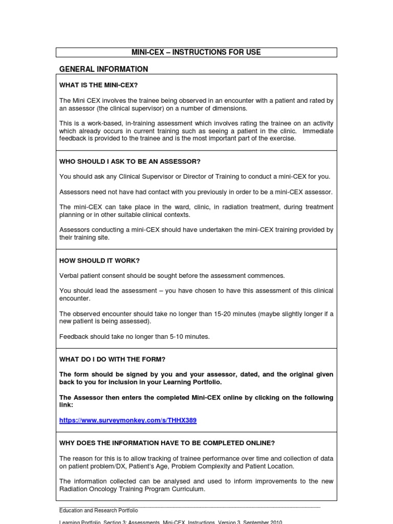 Mini-CEX Package for Web | Educational Assessment | Physical Examination