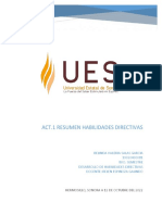 Act.1 Resumen Habilidades Directivas: Hermosillo, Sonora A 12 de Octubre Del 2022