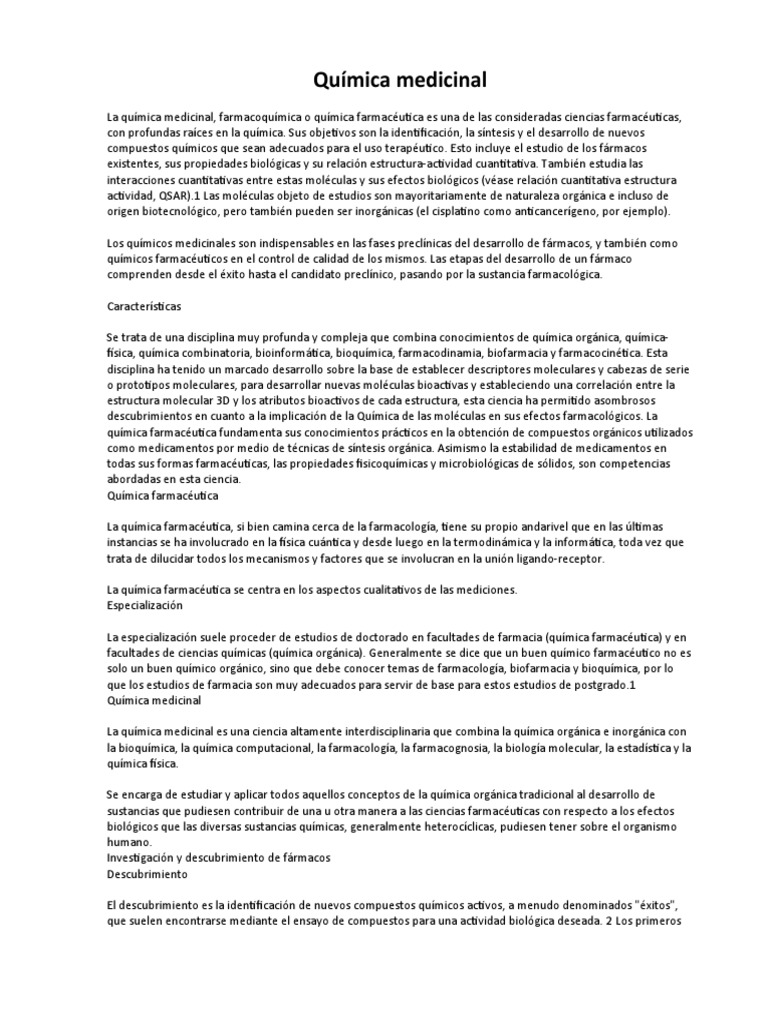 Química Medicinal PDF Química medicinal Ciencias fisicas