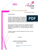 Andrea Nails: Carta de Recomendación Laboral