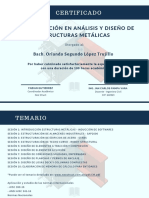 Certificado Especialización Análisis Diseño Estructuras Metálicas