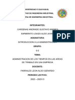 ADMINISTRACION DE LOS TIEMPOS EN LAS AREAS DE TRABAJO EN UNA EMPRESA-ACTIVIDAD INVESTIGACIÓN - 1er Parcial