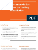Tipos de testing estudiados: Sanity, Integration, UI, UAT, Regression y Re-Testing