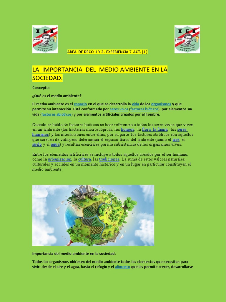 Tema Importancia Del Medio Ambiente | PDF | Entorno natural | Fauna