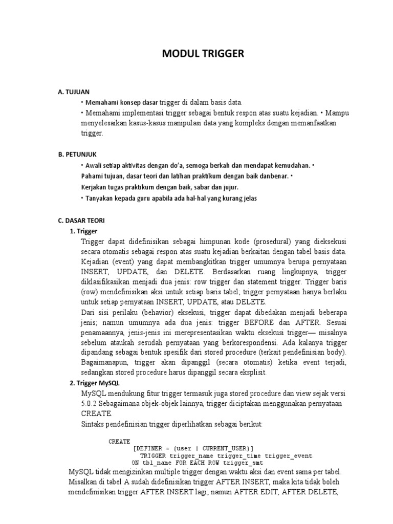 Panduan Lengkap Trigger MySQL | PDF | Komputer