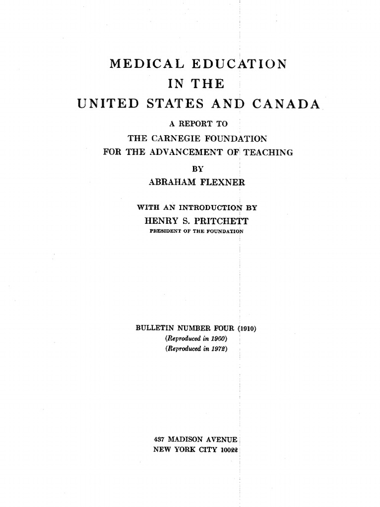 Carnegie Flexner Report (1910) PDF Medical School Physician
