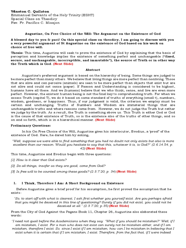 Augustine on free choice of the will pdf