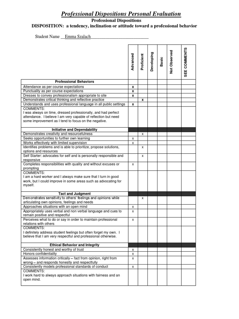 Professional Dispositions Rating Sheet Educ450 PDF Teaching Method