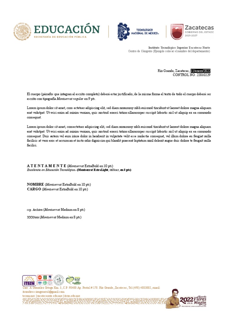 Hoja Membretada 2022 ITSZN | PDF
