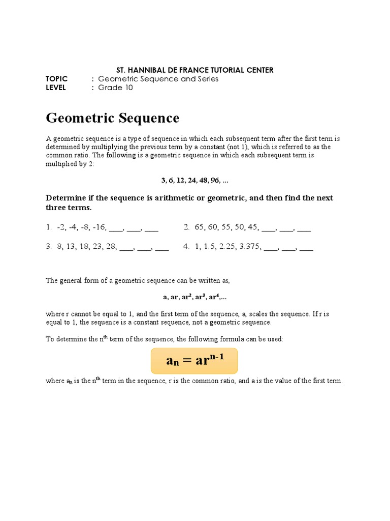 Activity 4 - Geometric Sequence | PDF | Elementary Mathematics | Calculus