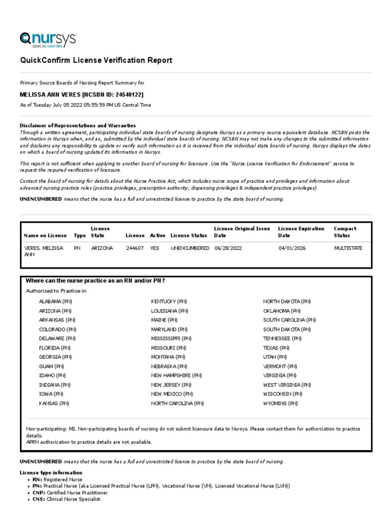 Nursys LPN License Veres M PDF