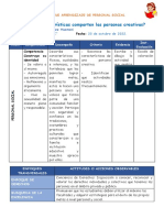 SESIÓN DE APRENDIZAJE DE PERSONAL SOCIAL 20 de Octubre Caracteristicas de Una Persona Creativa