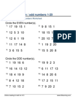 Identifying even odd numbers 1-20 worksheet