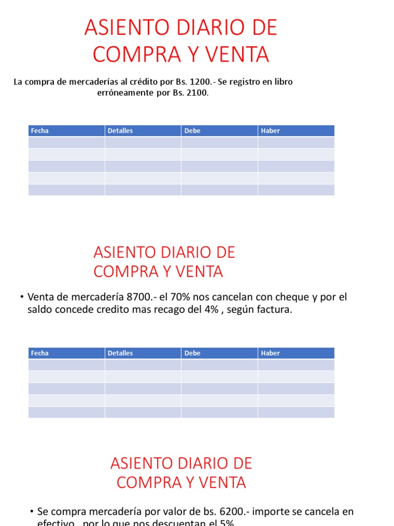 Asientos Diarios de Compra y Venta | PDF | Finanzas y dinero | Hogar ...