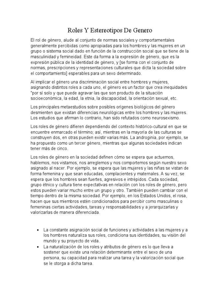 Roles y Estereotipos de Género | PDF | Rol de género | Género