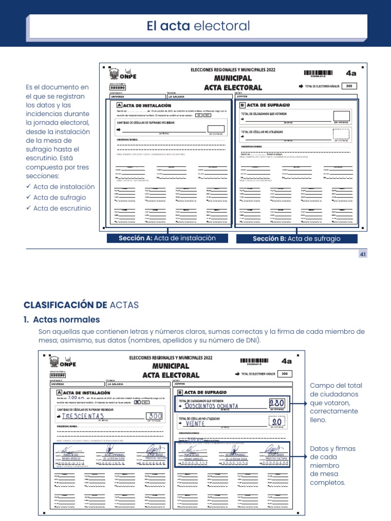 Anexo N°2 El Acta Electoral PDF Votación Elecciones