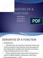 CALCULUS DERIVATIVE FORMULA GUIDE