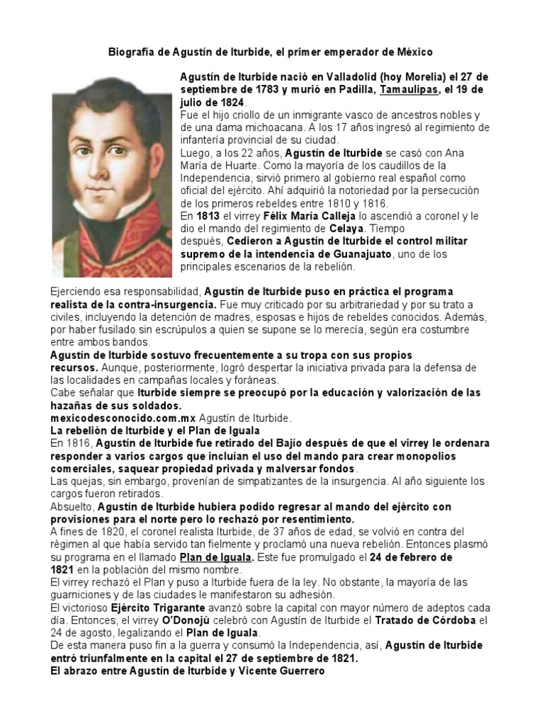 Biografía de Agustín de Iturbide PDF