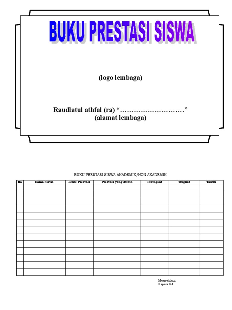 Buku Prestasi Siswa Guru Dan Kepsek | PDF
