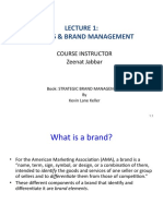 Brands & Brand Management: Course Instructor Zeenat Jabbar