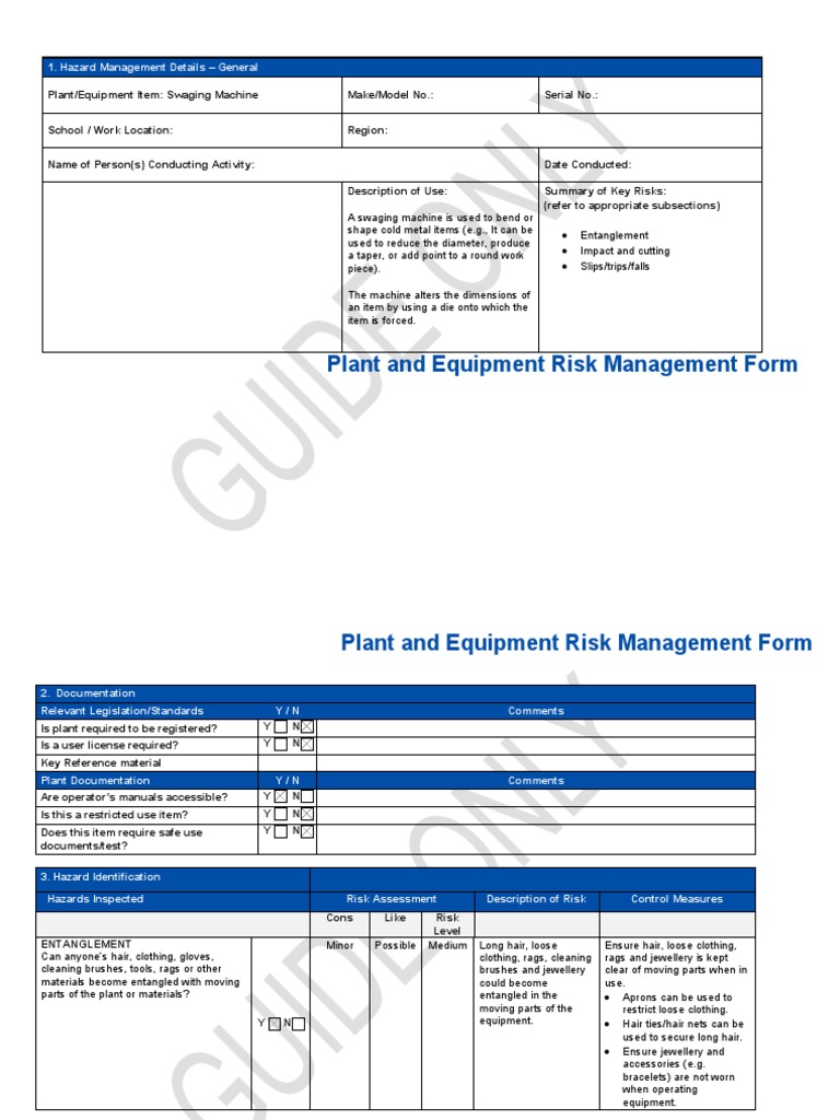 Swagingmachineriskmgtform | PDF