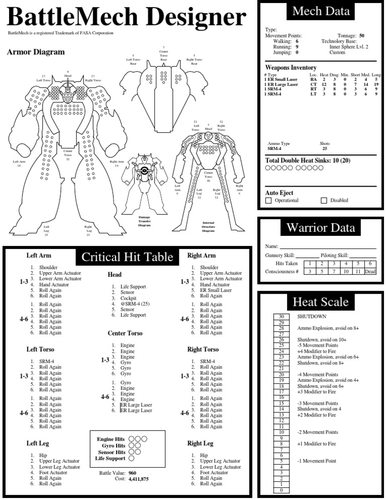 BattleMech Armor & Weapon Specs | PDF