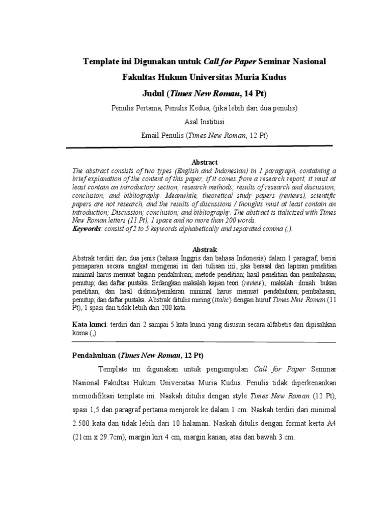 Template Call For Paper Semnas FH UMK (Full Paper) PDF
