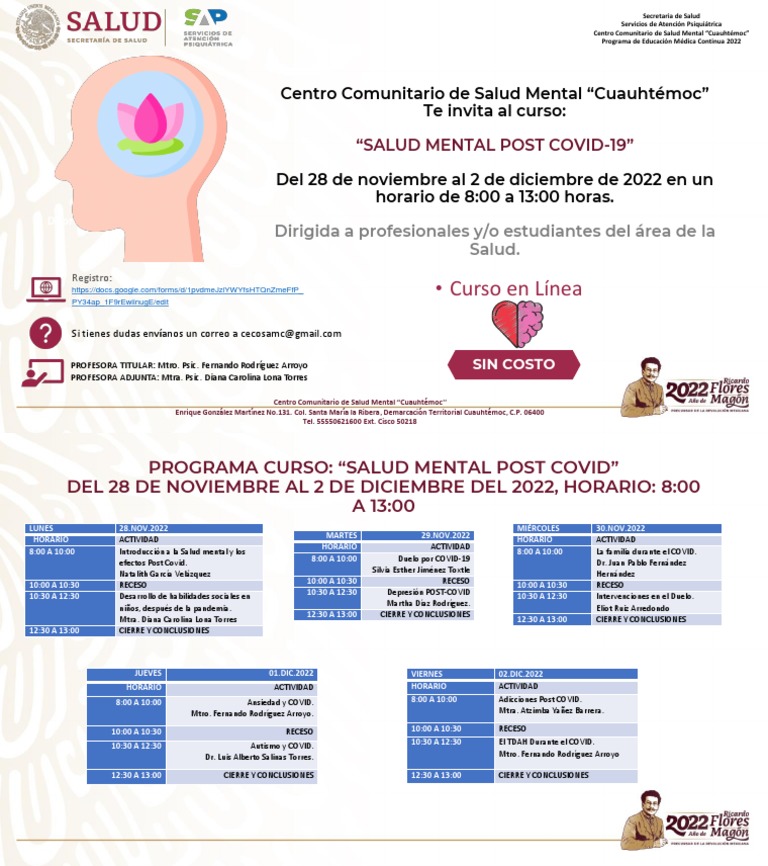 Curso de Salud Mental Post COVID-19 | PDF | Causas de la muerte ...