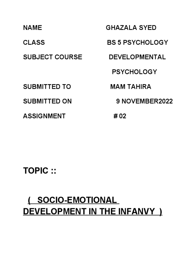 Developmental Psychology 2 PDF Attachment Theory Temperament