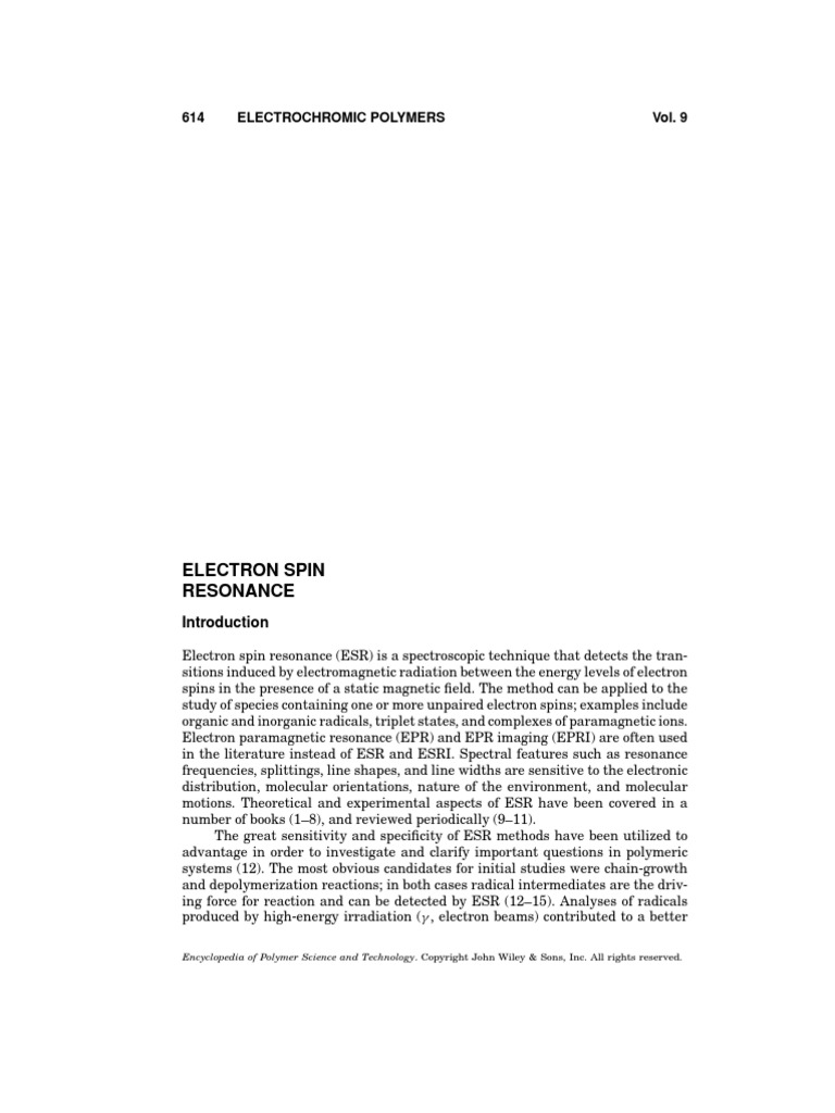 Electron Spin Resonance | PDF | Electron Paramagnetic Resonance ...