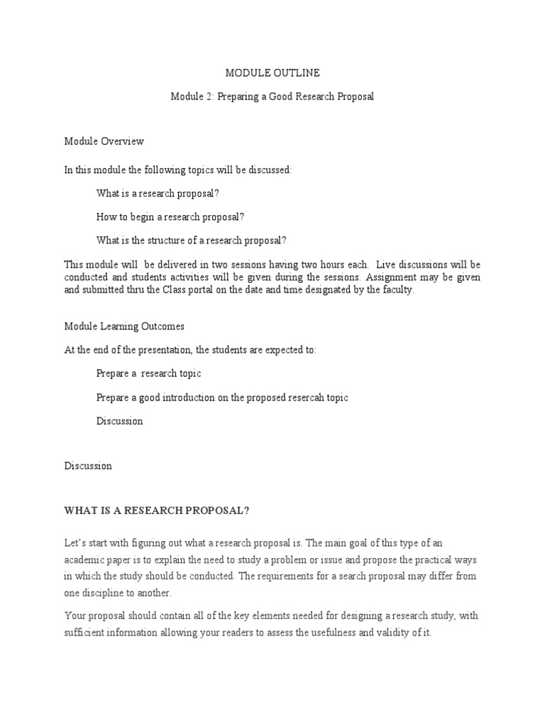 MODULE 2. Preparing A Good Research Proposal | PDF | Argument | Citation