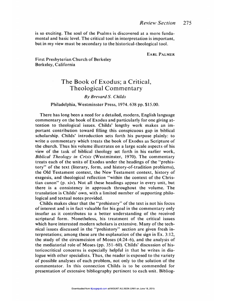 Brevard S Child. The Book of Exodus PDF