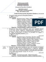 Proiectul Ordinii de Zi A Ședințelor În Plen A Parlamentului Pentru 1 Decembrie 2022