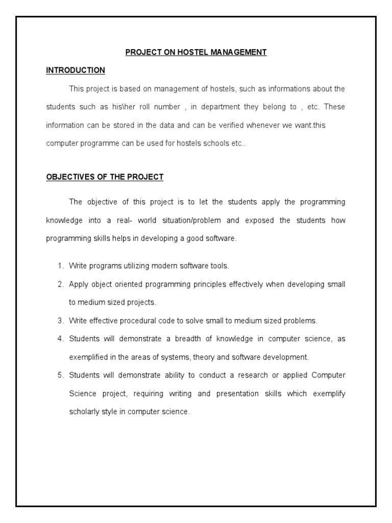 Project On Hostel Management | Download Free PDF | Software | Computer ...