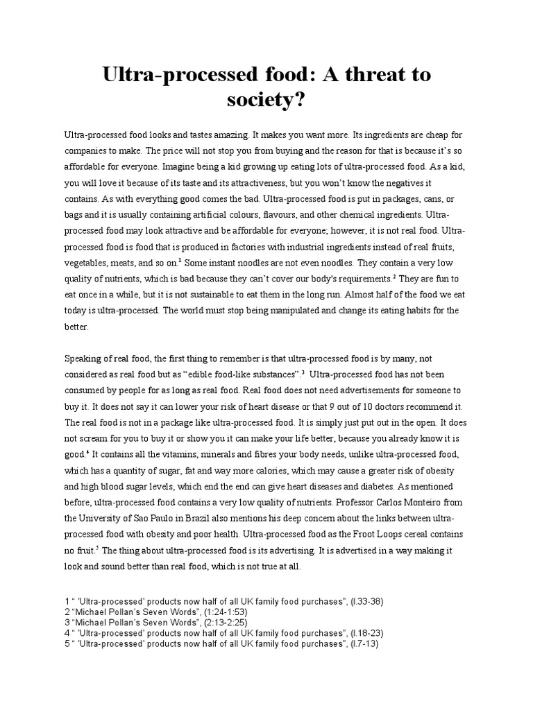 Food and Health Argumentative Essay PDF