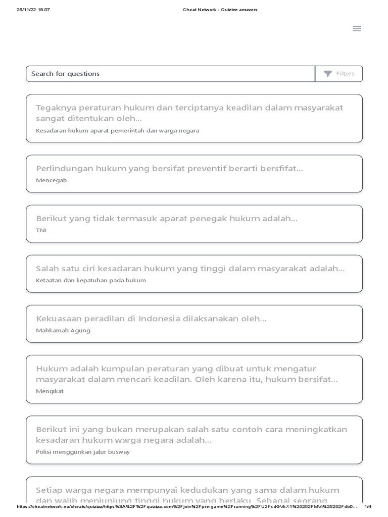 Cheat Network - Quizizz Answers | PDF | Politik | Ilmu Sosial