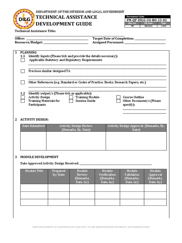 03 FM-QP-DILG-CO-RO-23-02 (TA Development Guide) | PDF | Computing ...