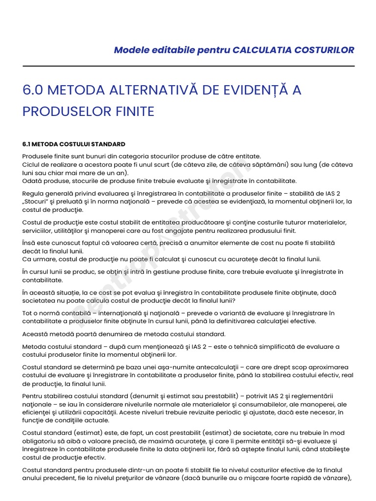 Metoda Alternativă de Evidență A Produselor Finite | PDF