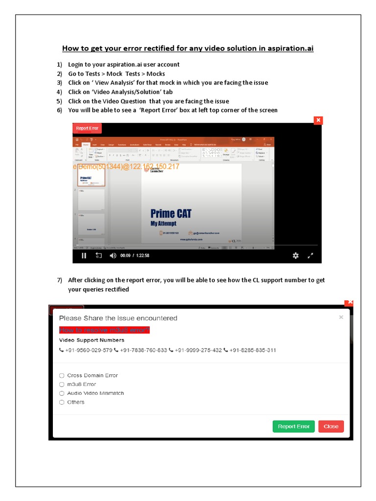 How To Get Your Error Rectified For Any Video Solution PDF