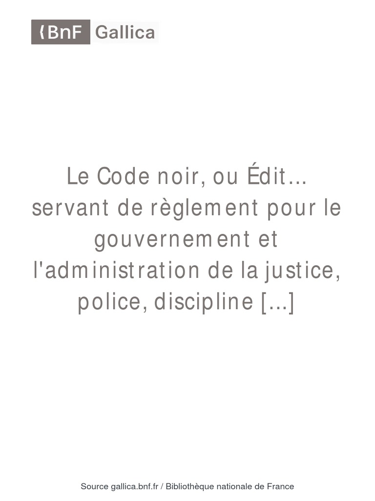 Le Code Noir | PDF | Voyages | Histoire