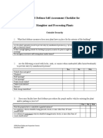 Food Defense Self-Assessment Checklist For Slaughter and Processing Plants